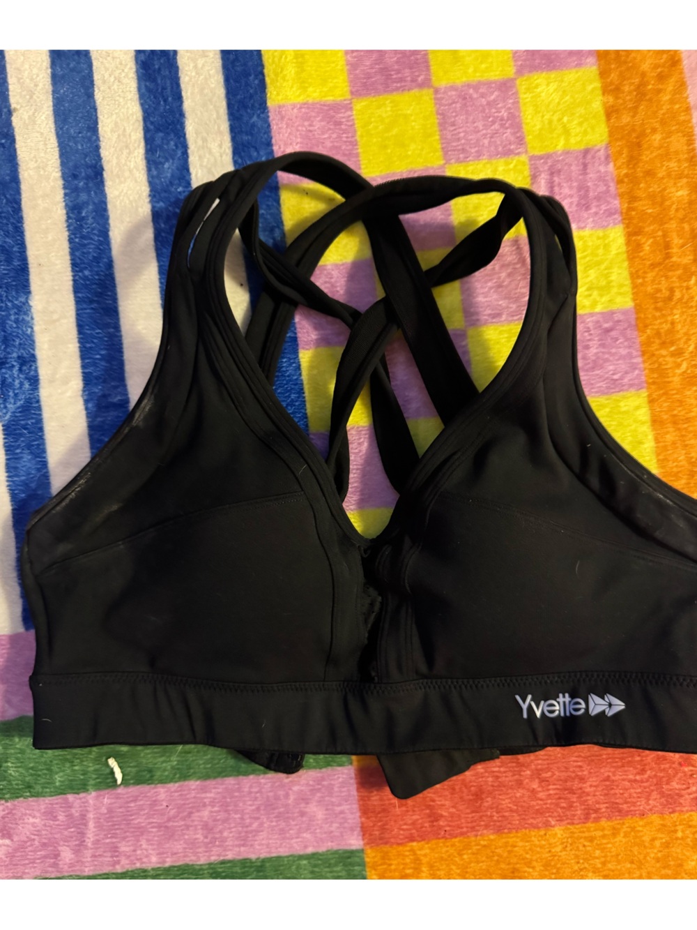 Yvette Women's Black High-Support Strappy Sports Bra